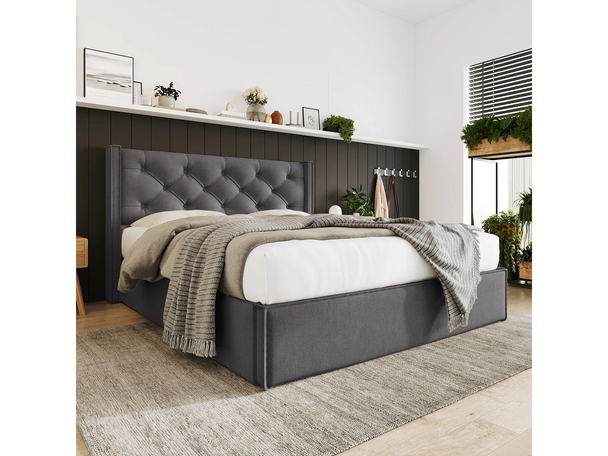 Lit Coffre 140x200 Coton Gris — vue 2
