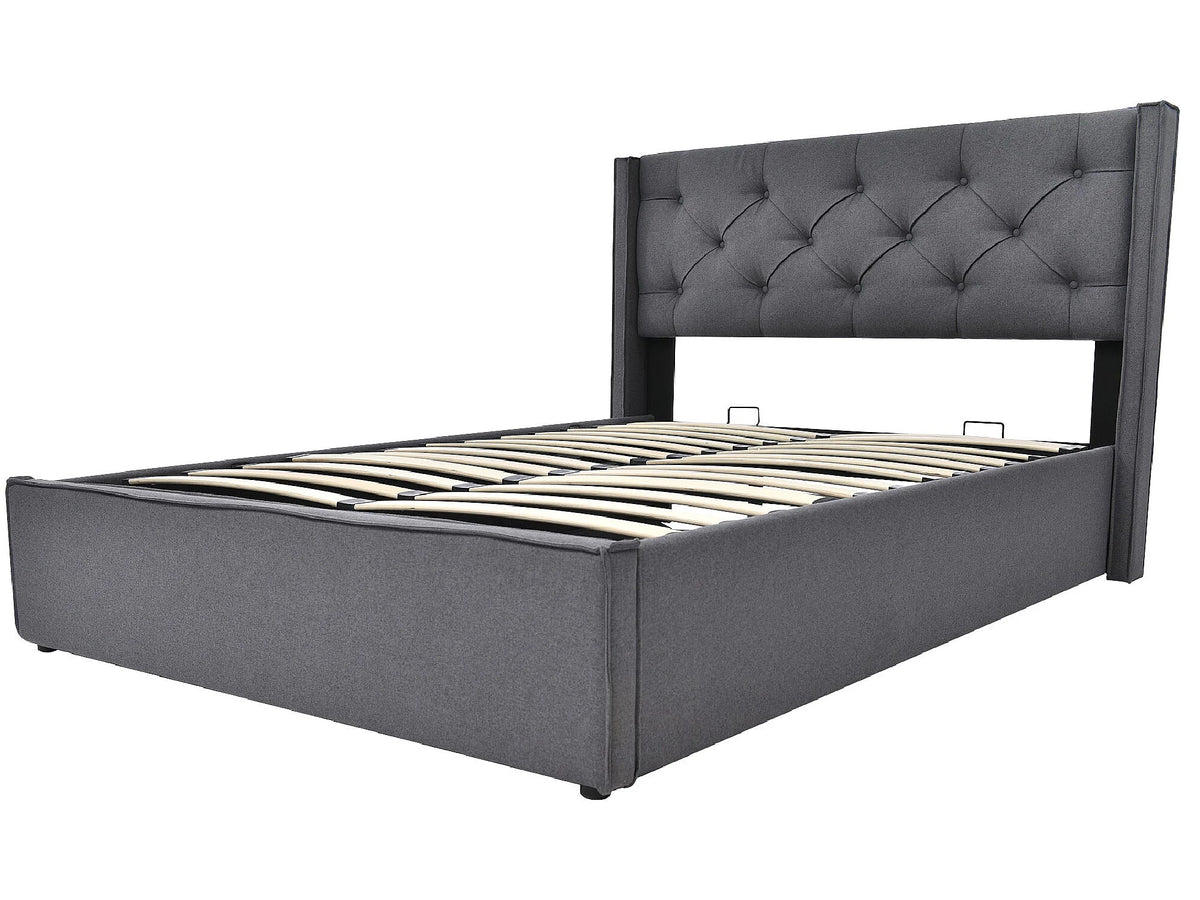 Lit Coffre 140x200 Coton Gris — vue 9