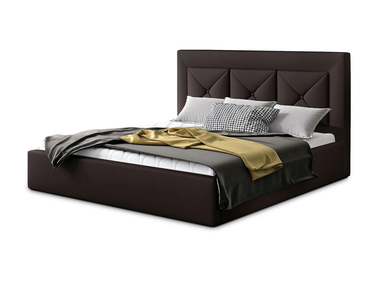 Lit Coffre 200x200 Simili Cuir Marron