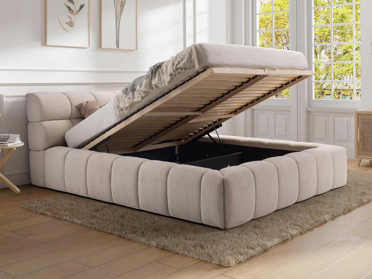 Lit Coffre 160x200 Bois Beige - FORVIK — vue 2