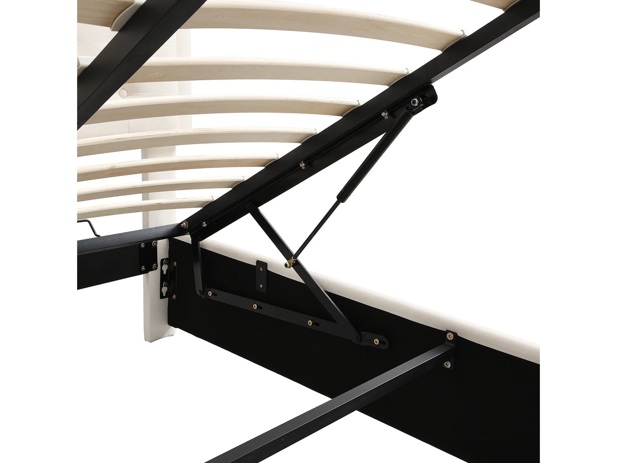 Lit Coffre 140x200 Velours Beige Capitonné avec Tiroirs — vue 8