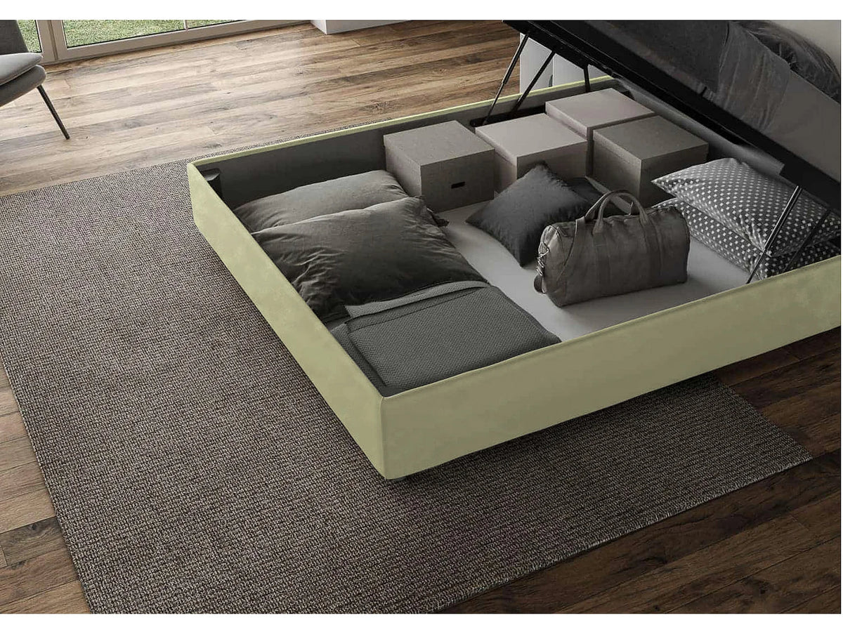 Lit Coffre 90x190 Microfibre Vert