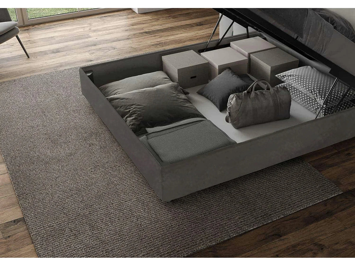 Lit Coffre 90x190 Microfibre Gris anthracite — vue 3