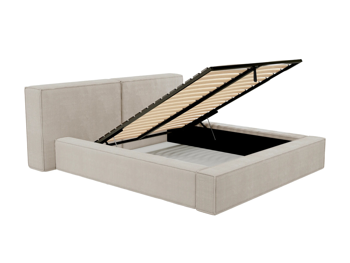 Lit Coffre 180x200 Velours Côtelé Gris clair avec Matelas - TIMANO — vue 6