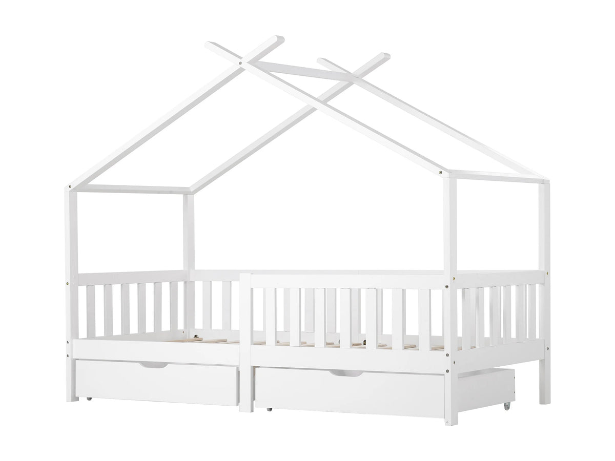 Lit Coffre 200x200 Bois Blanc avec Tiroirs — vue 4