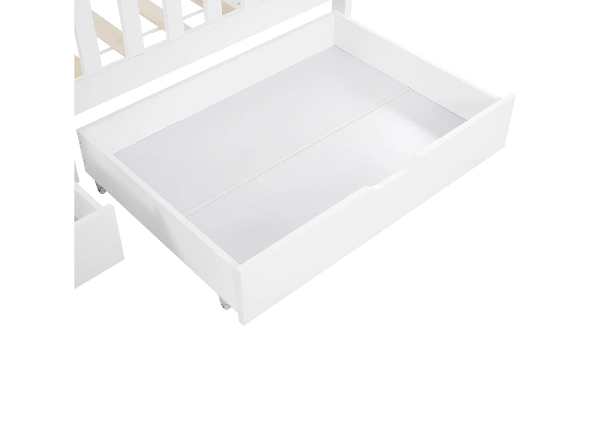 Lit Coffre 200x200 Bois Blanc avec Tiroirs — vue 7