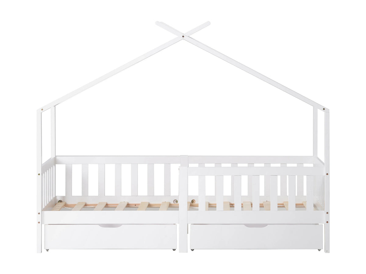 Lit Coffre 200x200 Bois Blanc avec Tiroirs — vue 5
