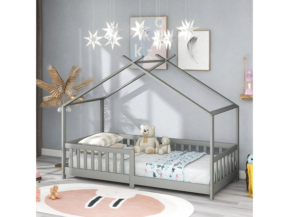 Lit Coffre 200x200 Bois Gris — vue 2