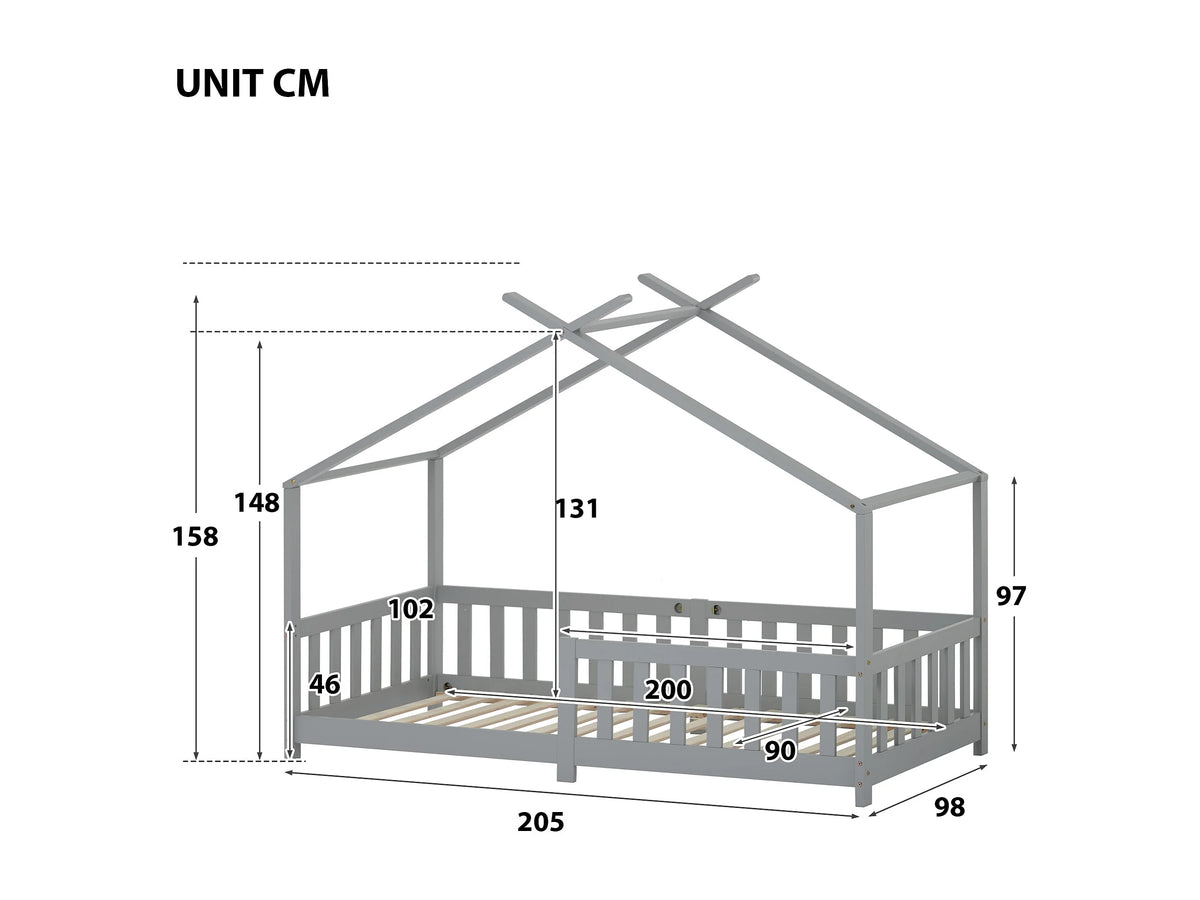 Lit Coffre 200x200 Bois Gris — vue 7