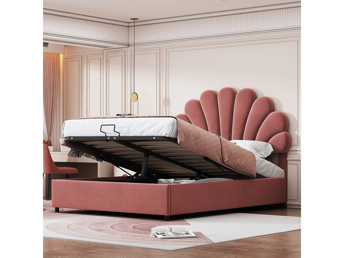 Lit Coffre 140x200 Velours Rose — vue 2