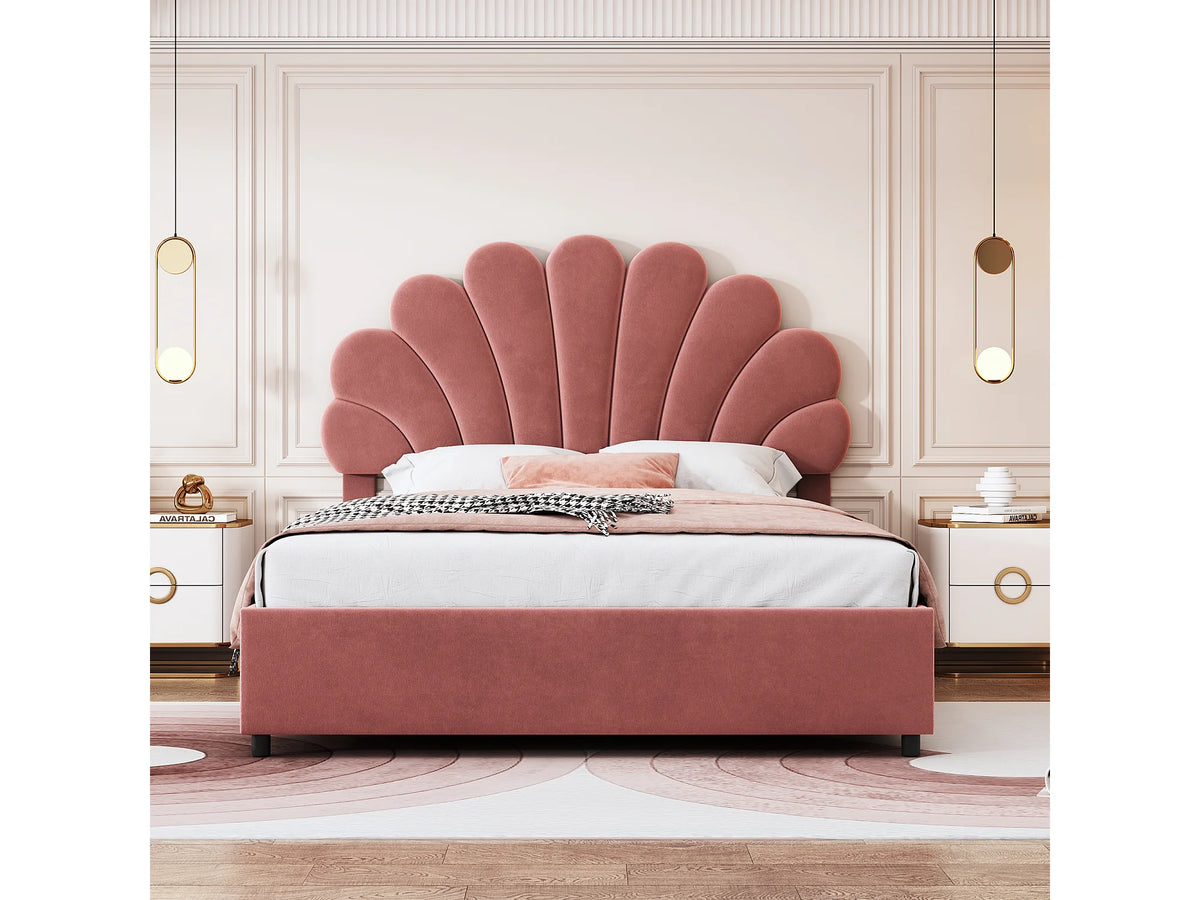 Lit Coffre 140x200 Velours Rose — vue 3