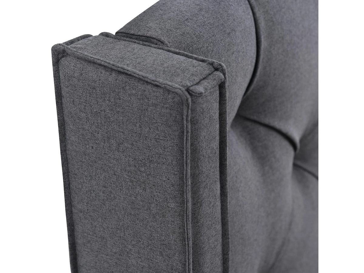 Lit Coffre 90x200 Tissu Gris Capitonné — vue 6