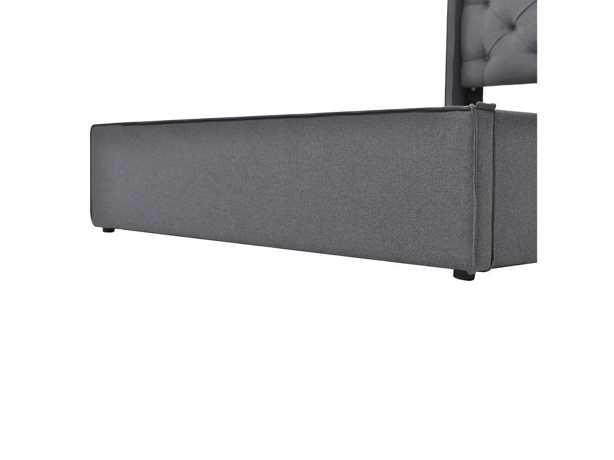 Lit Coffre 90x200 Tissu Gris Capitonné — vue 8
