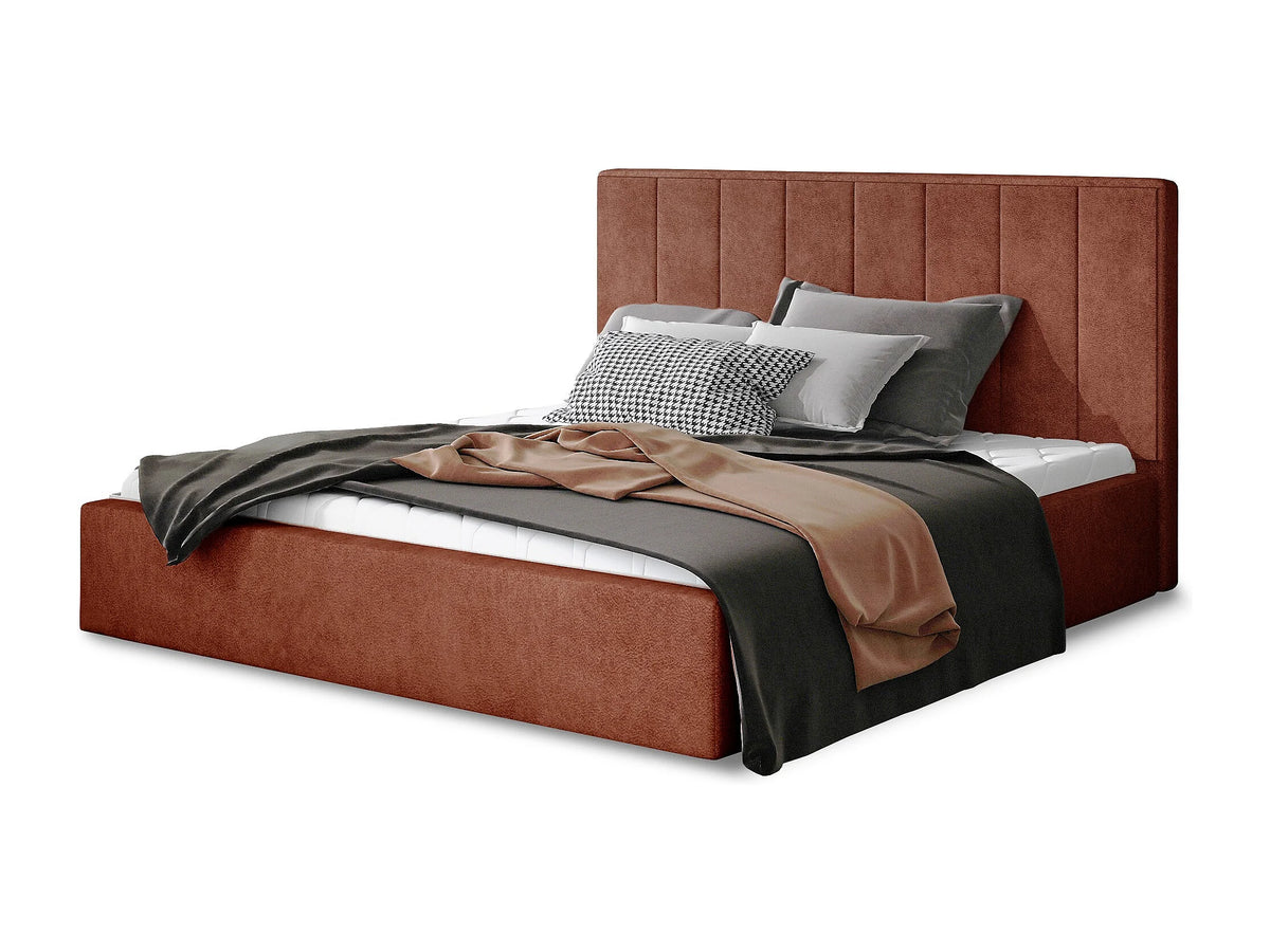 Lit Coffre 200x200 Tissu Rouge — vue 2