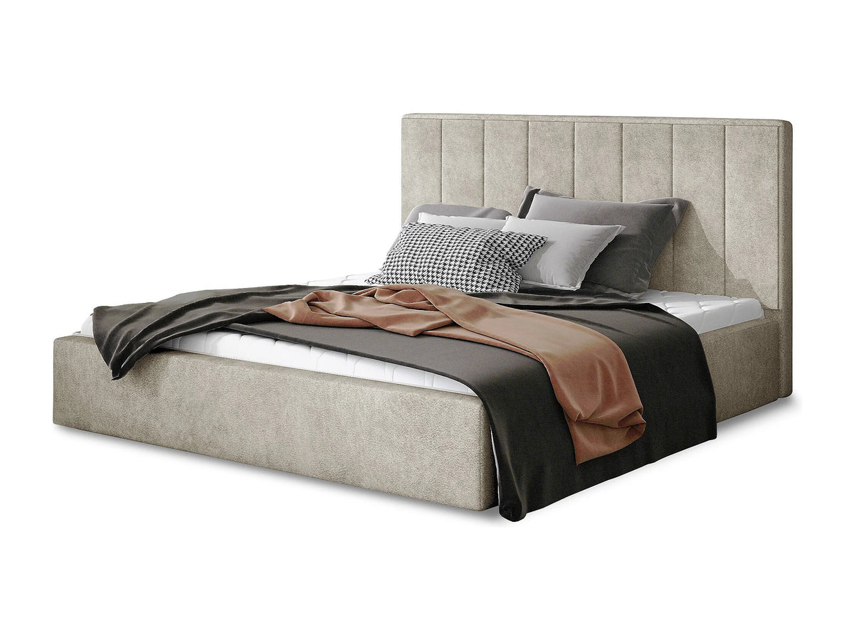 Lit Coffre 200x200 Tissu Beige — vue 3
