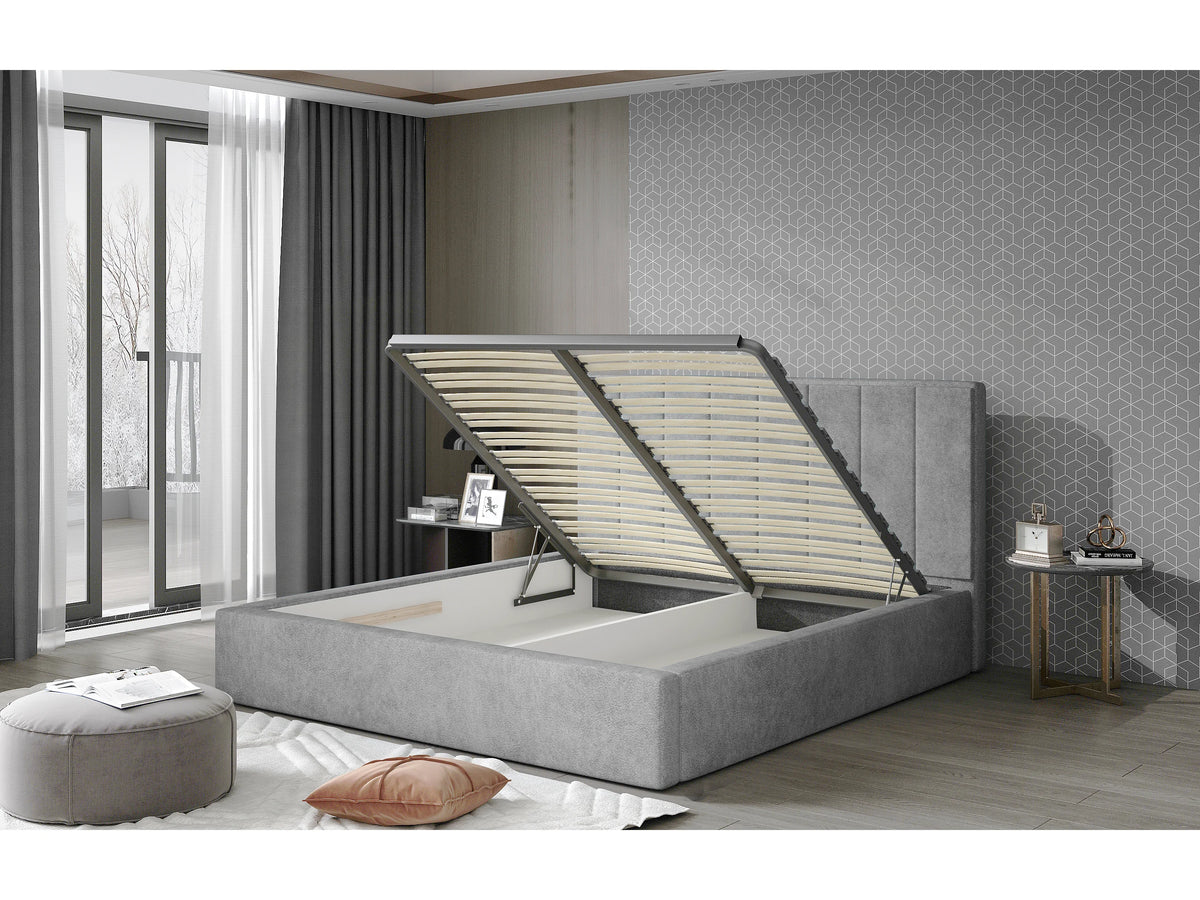 Lit Coffre 200x200 Tissu Beige — vue 2