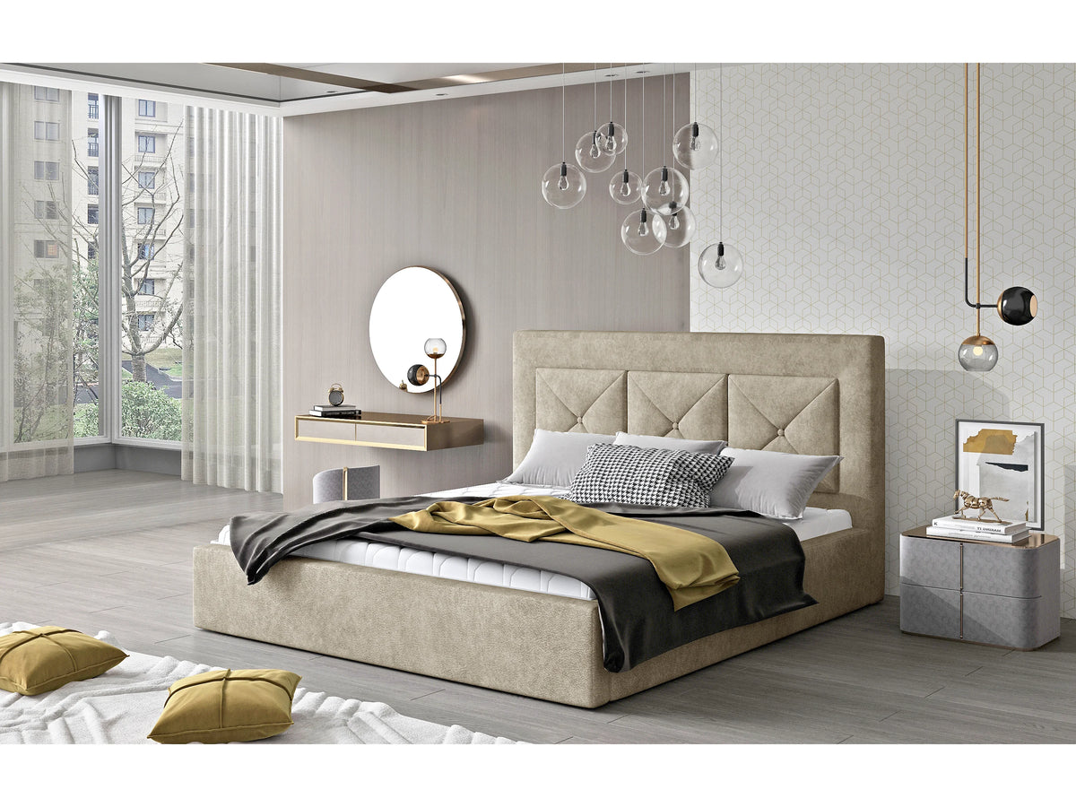 Lit Coffre 200x200 Tissu Noir
