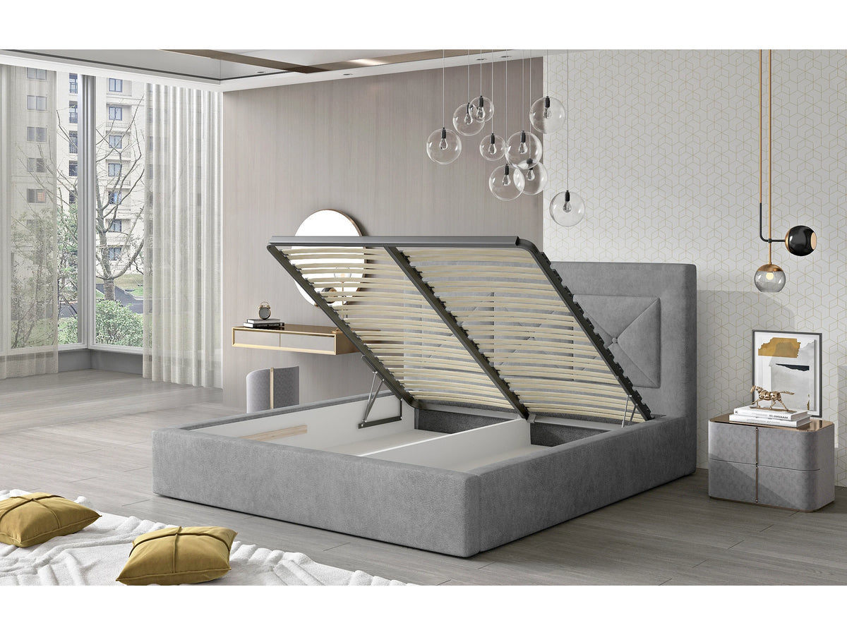 Lit Coffre 200x200 Tissu Noir — vue 2