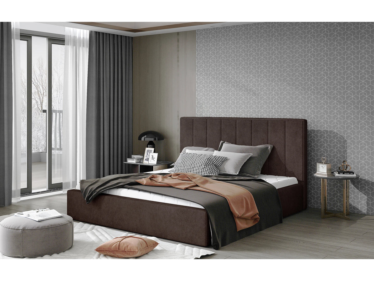 Lit Coffre 200x200 Tissu Marron — vue 6