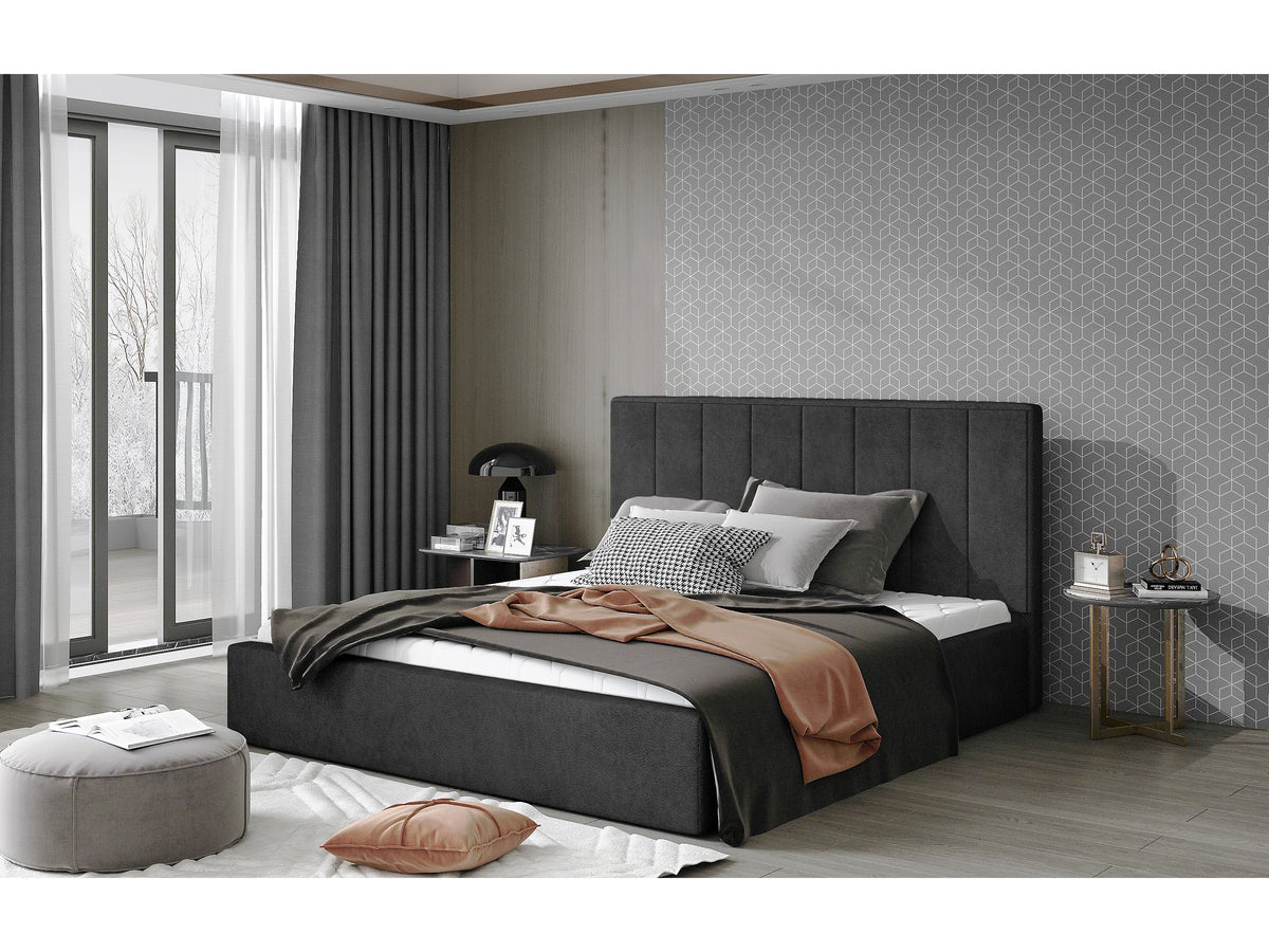 Lit Coffre 200x200 Tissu Gris — vue 6