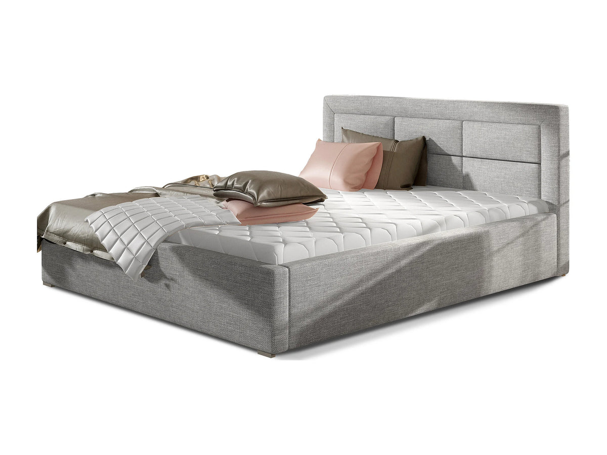 Lit Coffre 200x200 Tissu Gris clair Capitonné — vue 4