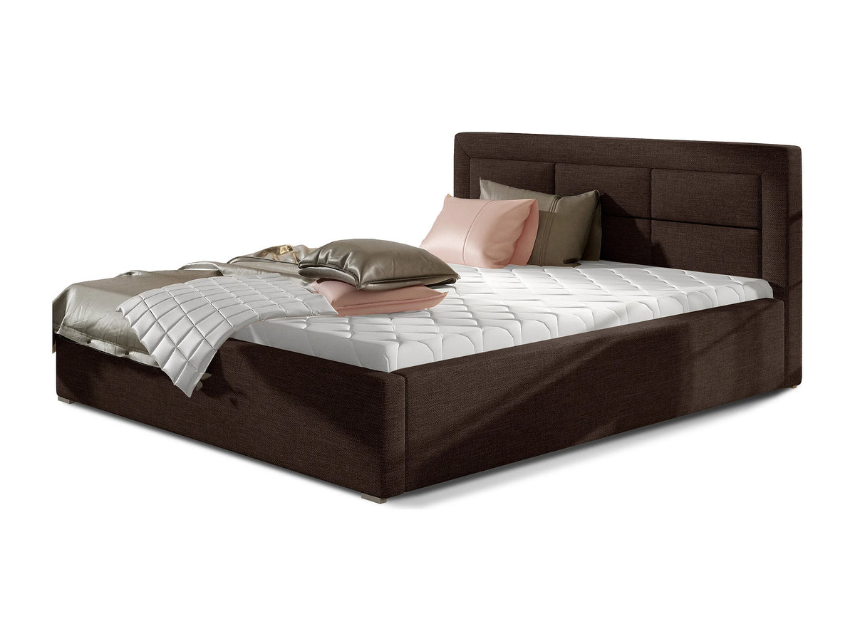 Lit Coffre 200x200 Tissu Marron Capitonné — vue 4