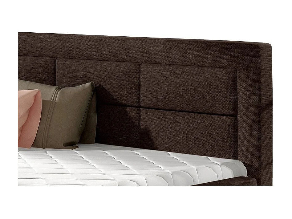 Lit Coffre 200x200 Tissu Marron Capitonné — vue 6