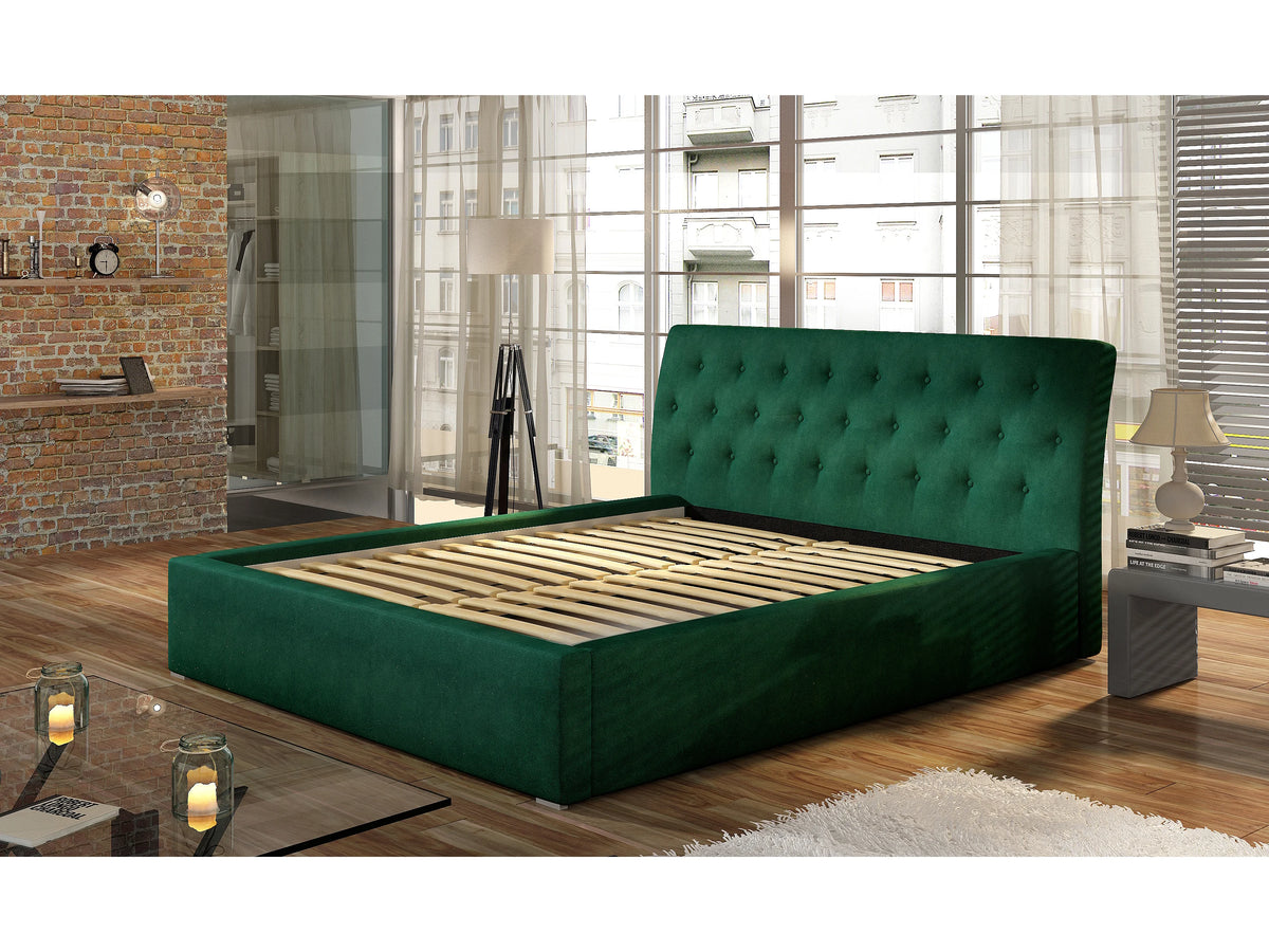 Lit Coffre 200x200 Simili Cuir Noir Capitonné