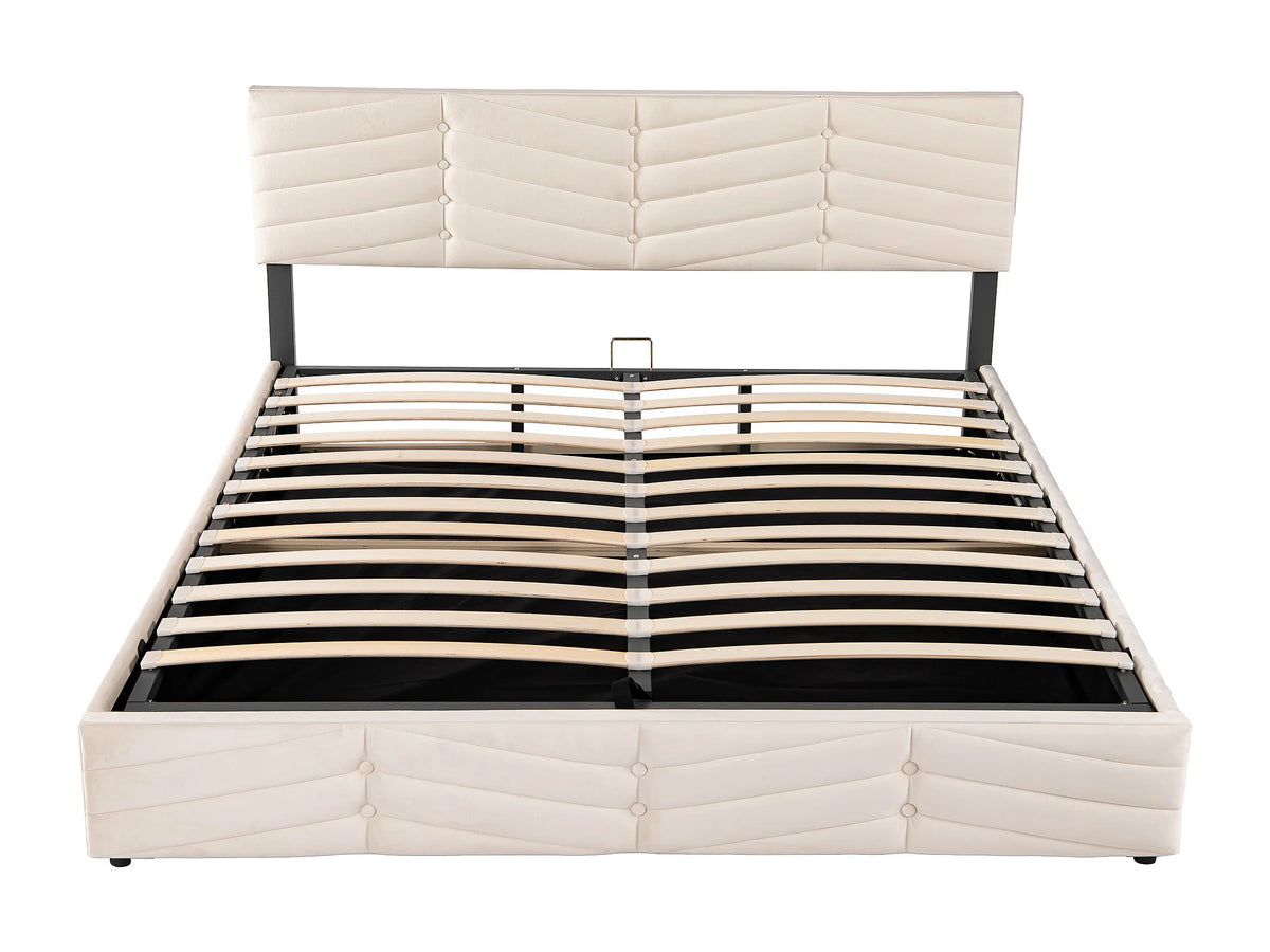 Lit Coffre 180x200 Velours Beige — vue 3