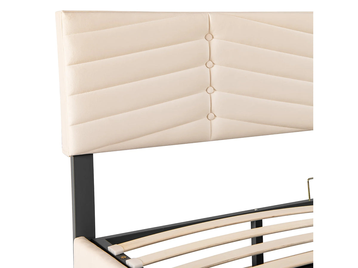 Lit Coffre 180x200 Velours Beige — vue 6