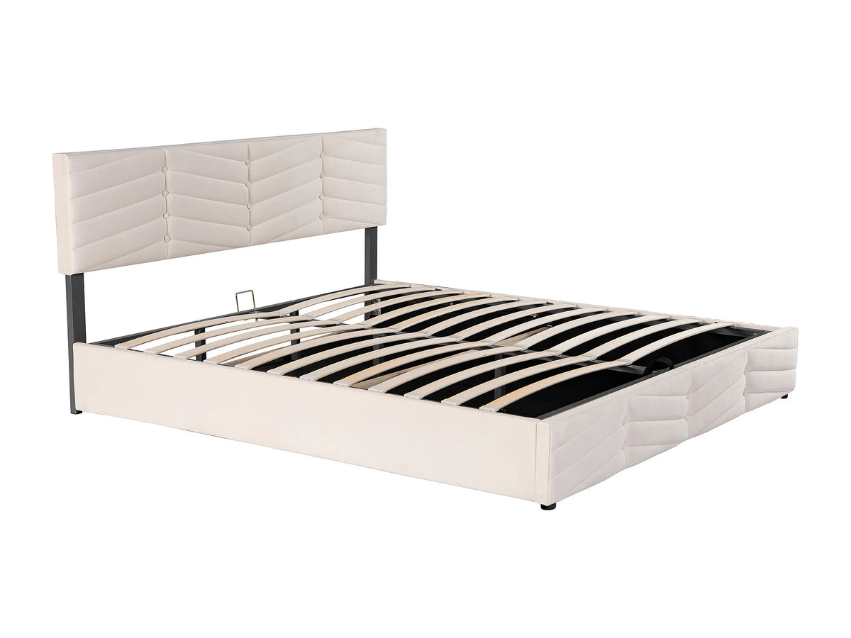 Lit Coffre 180x200 Velours Beige — vue 4