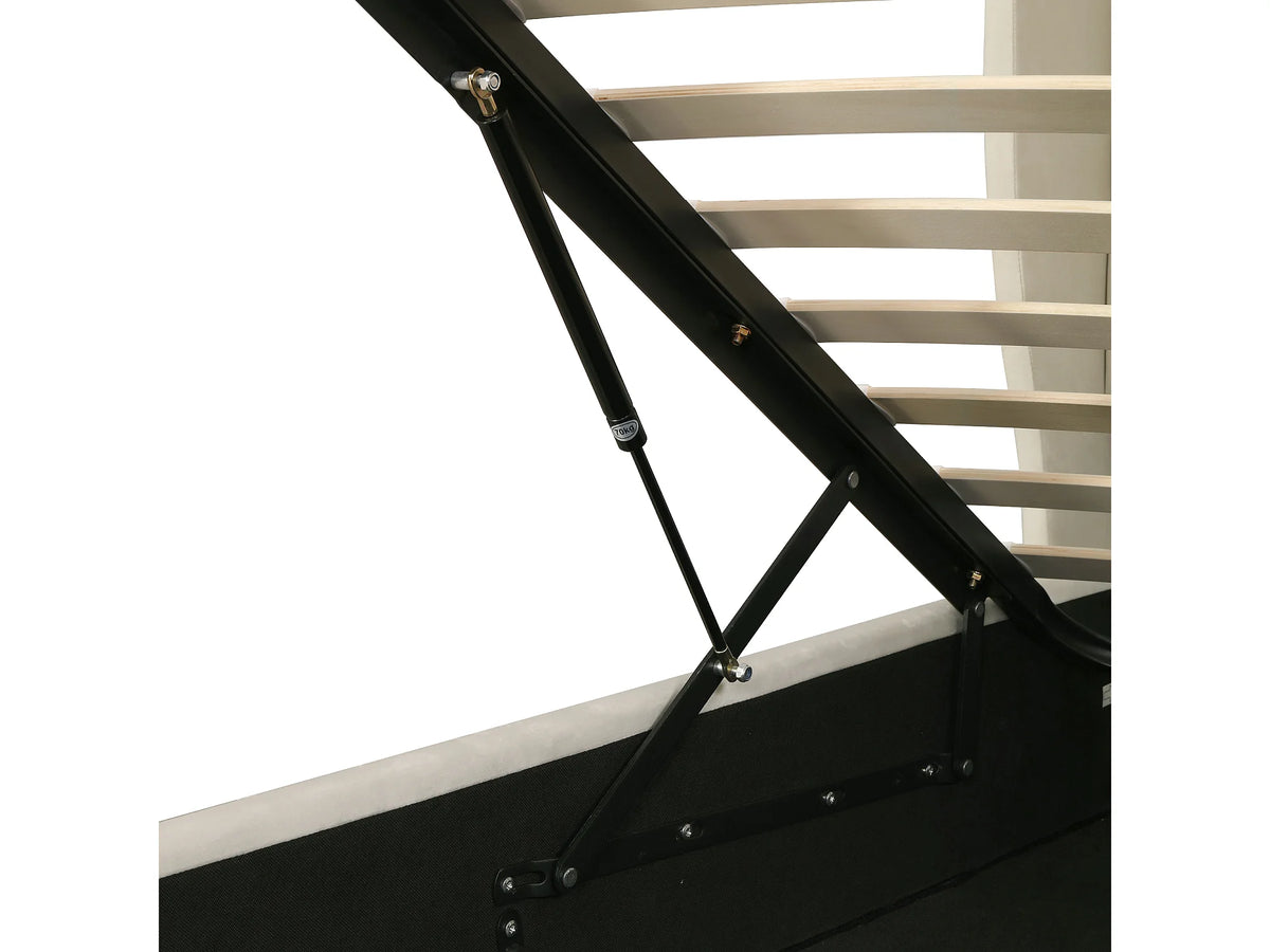 Lit Coffre 180x200 Velours Beige Capitonné — vue 8
