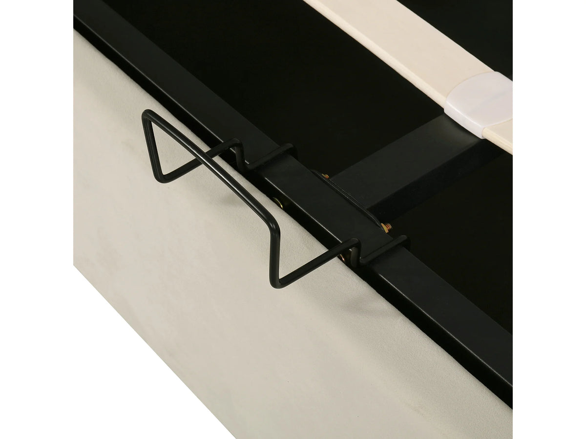 Lit Coffre 180x200 Velours Beige Capitonné — vue 10