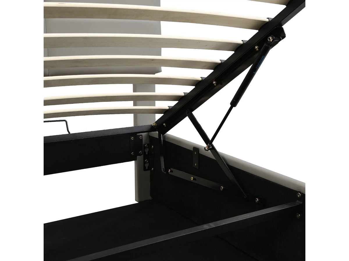 Lit Coffre 180x200 Simili Cuir Gris clair Capitonné avec LED — vue 9