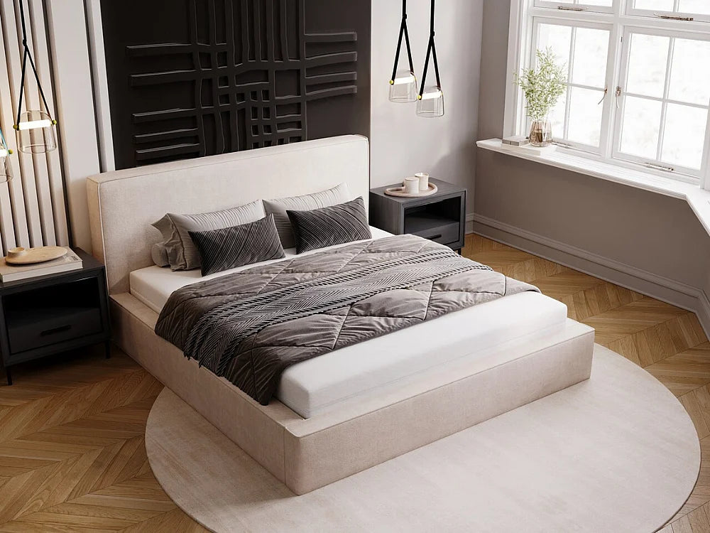 Lit Coffre 200x200 Velours Beige — vue 2