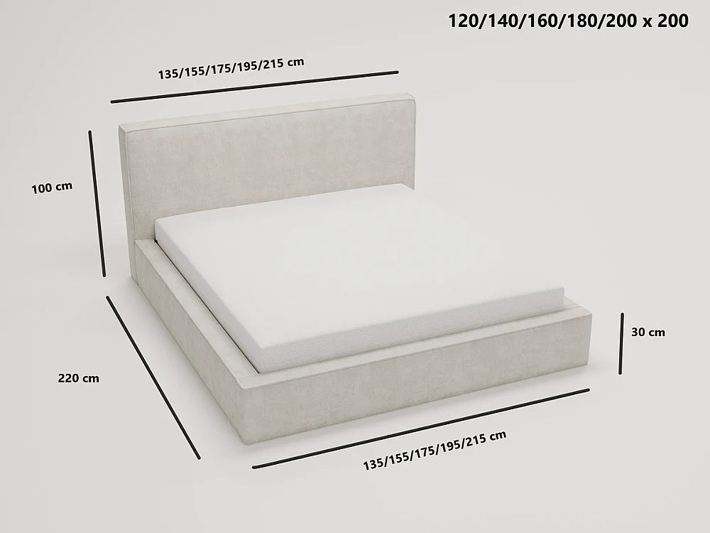 Lit Coffre 200x200 Velours Beige — vue 8