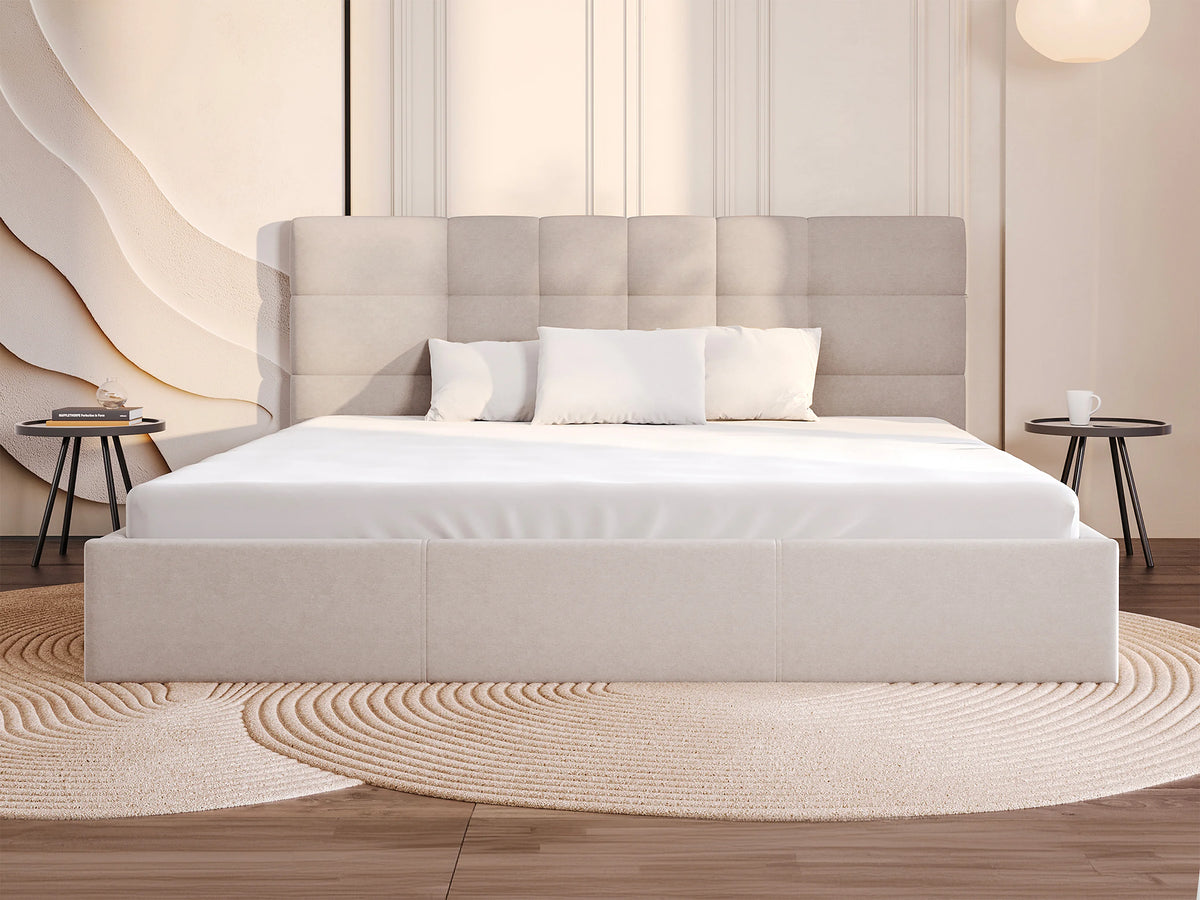 Lit Coffre 200x200 Bois Beige - ELIAVA — vue 3