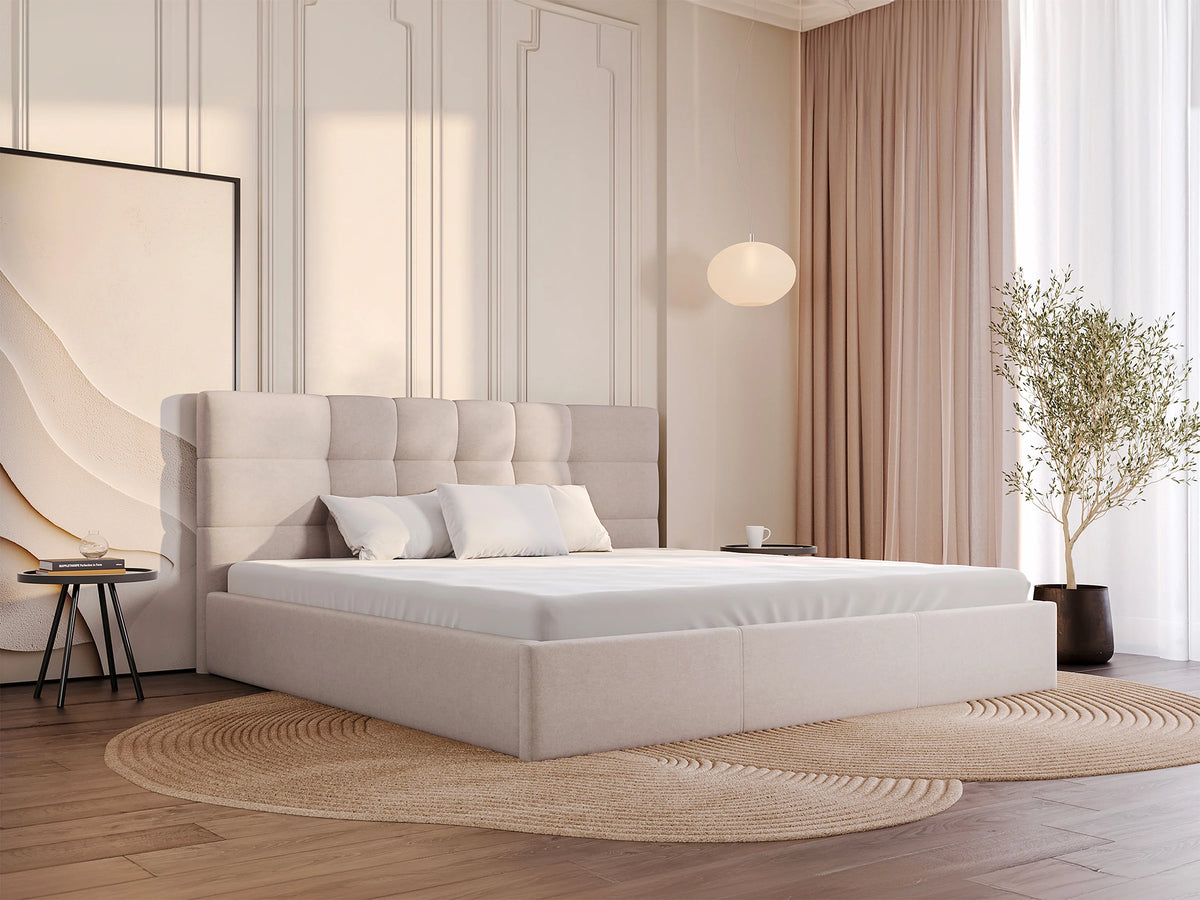 Lit Coffre 200x200 Bois Beige - ELIAVA — vue 2