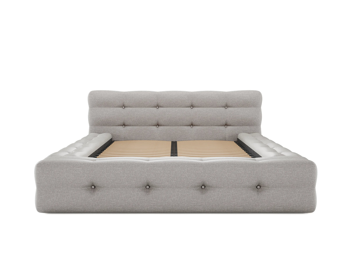 Lit Coffre 160x200 Bois Gris clair Capitonné — vue 7