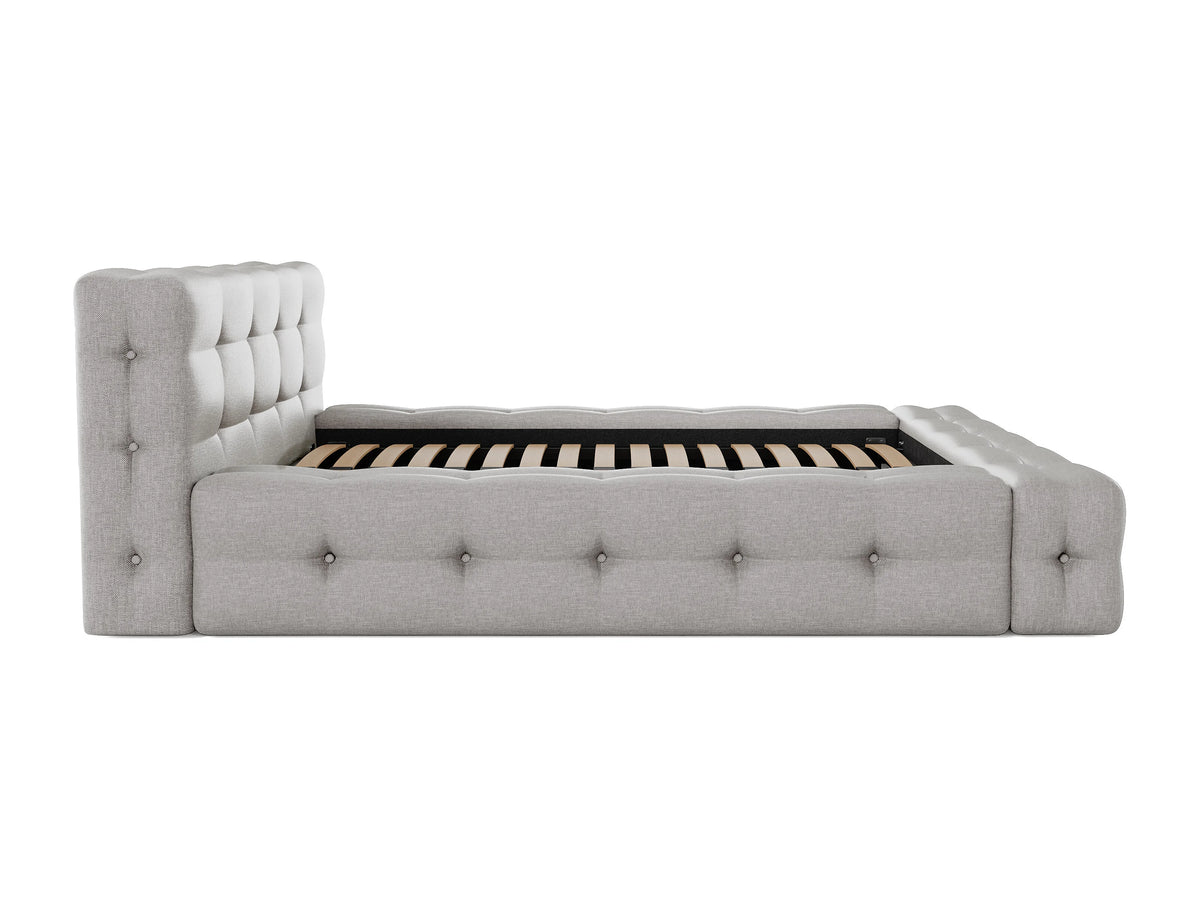 Lit Coffre 160x200 Bois Gris clair Capitonné — vue 8