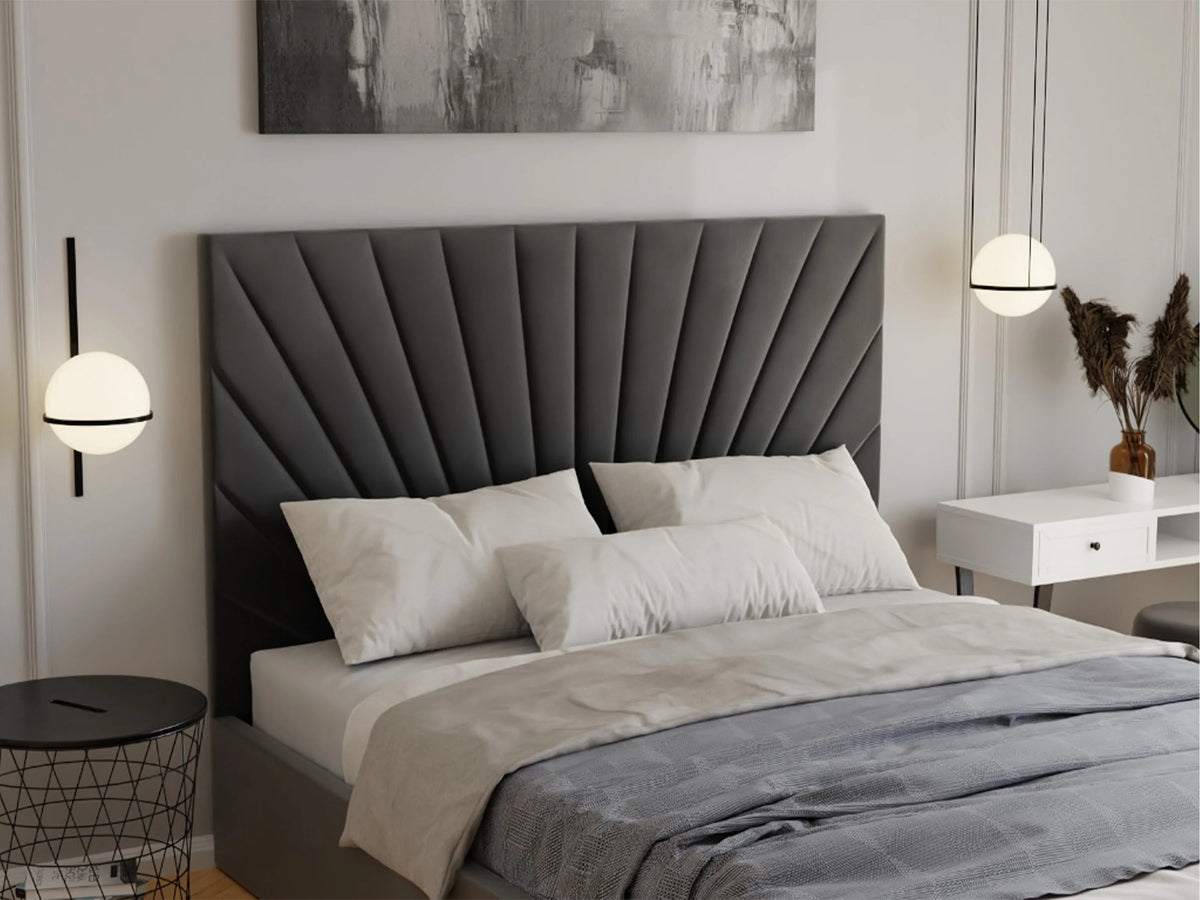 Lit Coffre 180x200 Velours Gris anthracite avec Matelas - RILIODA — vue 9
