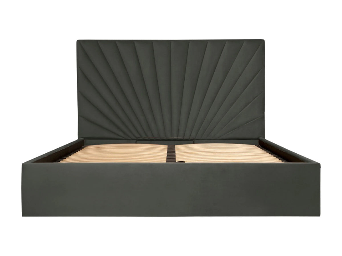 Lit Coffre 180x200 Velours Gris anthracite avec Matelas - RILIODA — vue 7