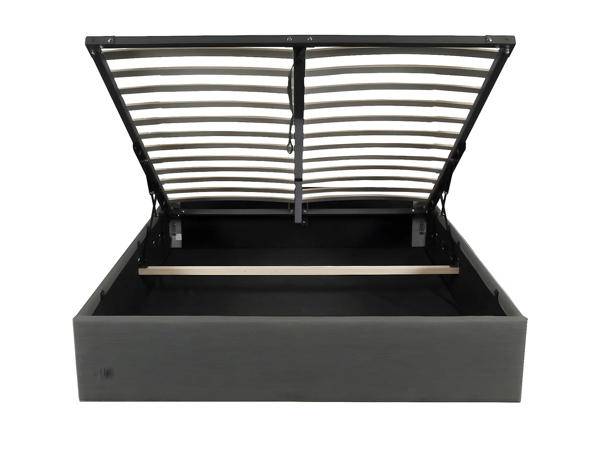 Lit Coffre 140x190 Tissu Gris — vue 3