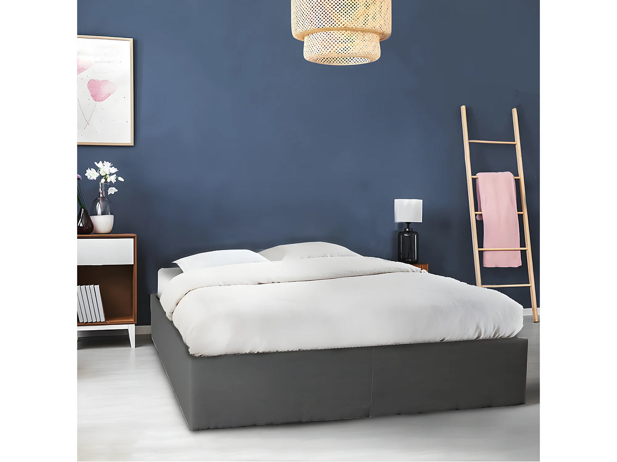 Lit Coffre 140x190 Tissu Gris — vue 2