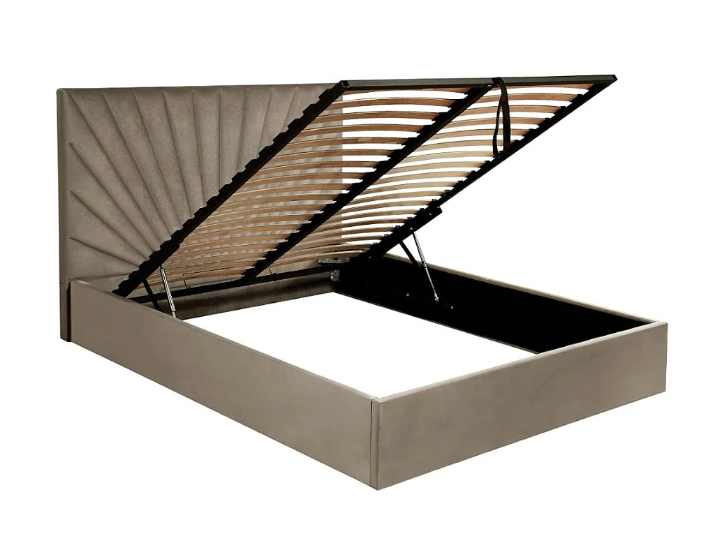 Lit Coffre 180x200 Velours Gris anthracite avec Matelas - RILIODA — vue 5