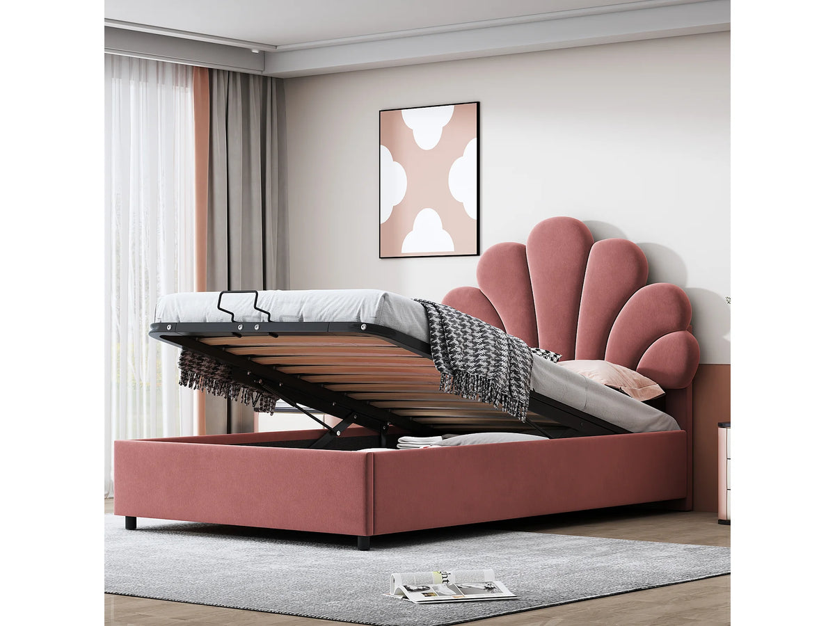 Lit Coffre 90x200 Velours Rouge — vue 7