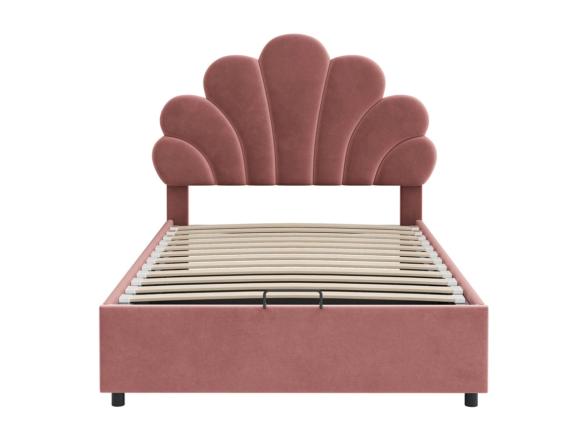 Lit Coffre 90x200 Velours Rouge — vue 3