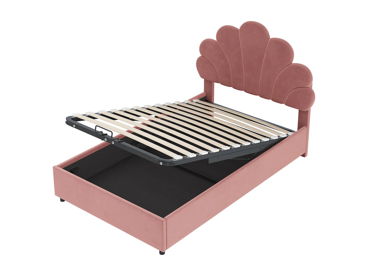 Lit Coffre 90x200 Velours Rouge — vue 5