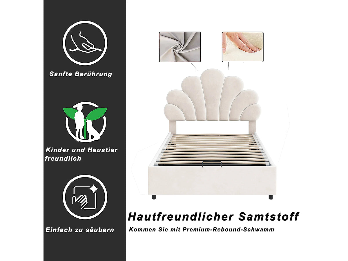 Lit Coffre 90x200 Velours Beige — vue 5