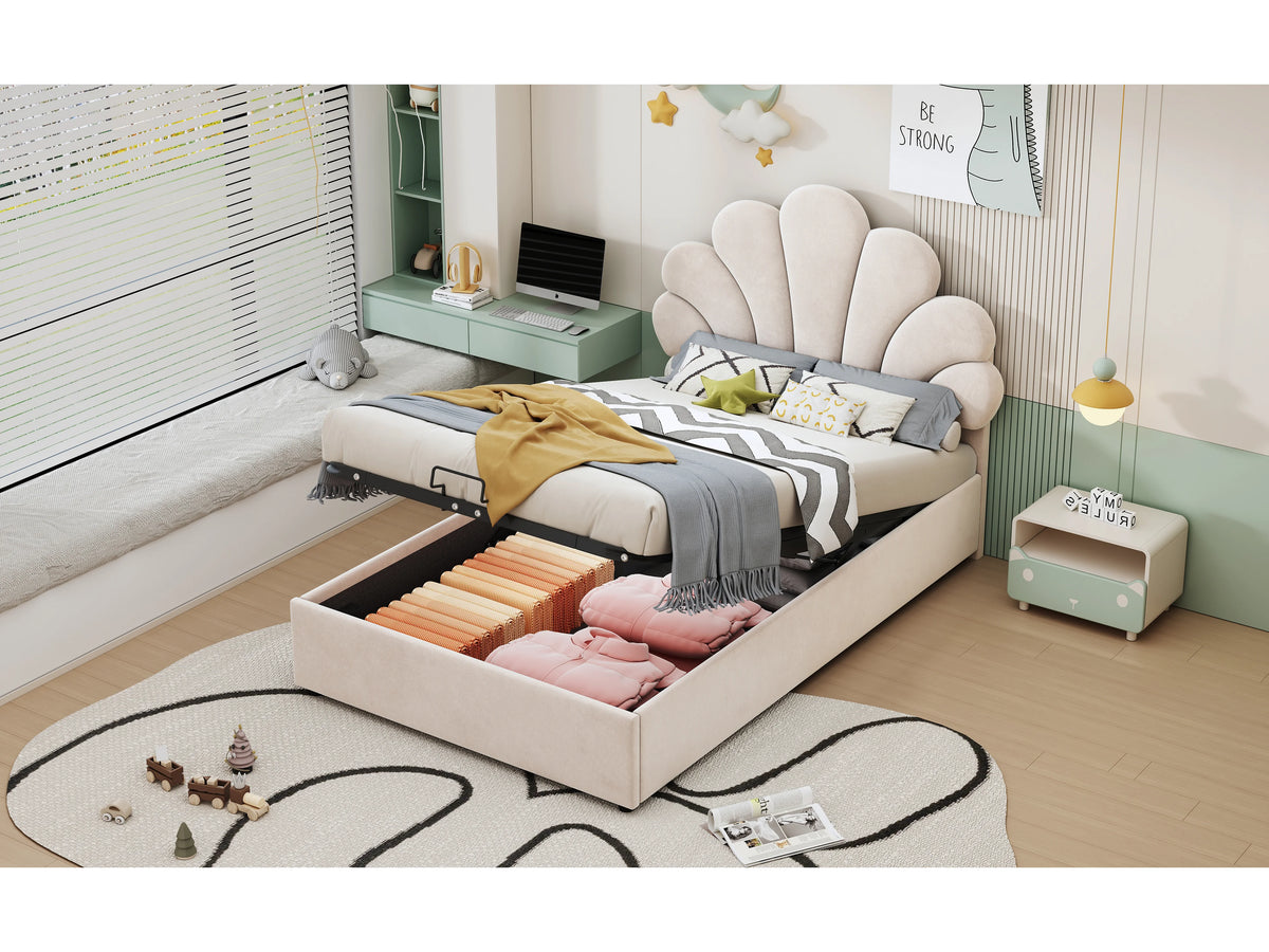 Lit Coffre 90x200 Velours Beige — vue 3